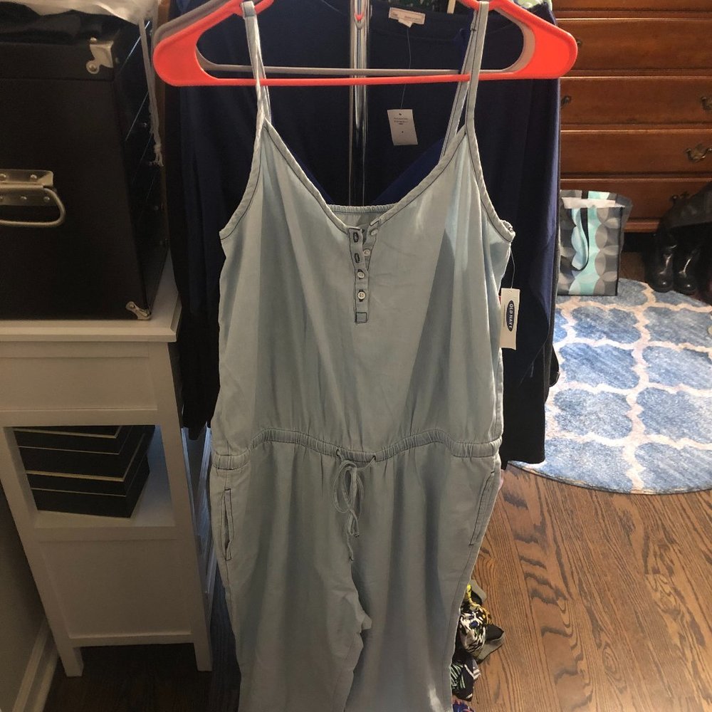 NWT light denim wash jumpsuit LARGE